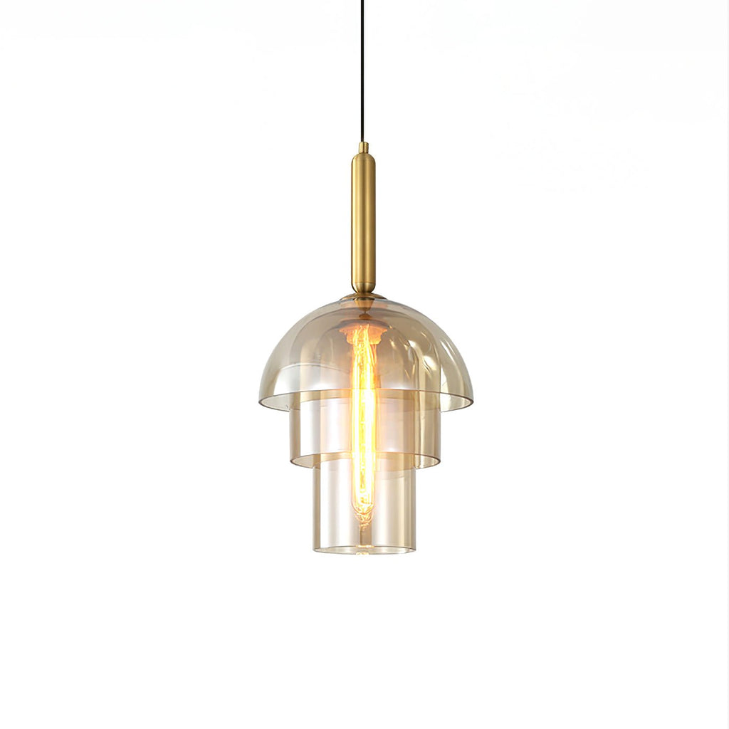 Jolly Pendant Lamp | Gold Iron & Cognac Glass | 25cm Diameter