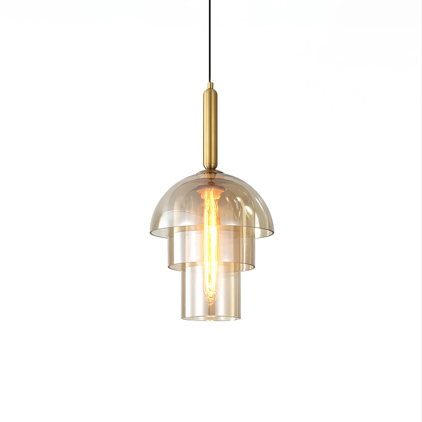 Jolly Pendant Lamp | Gold Iron & Cognac Glass | 25cm Diameter