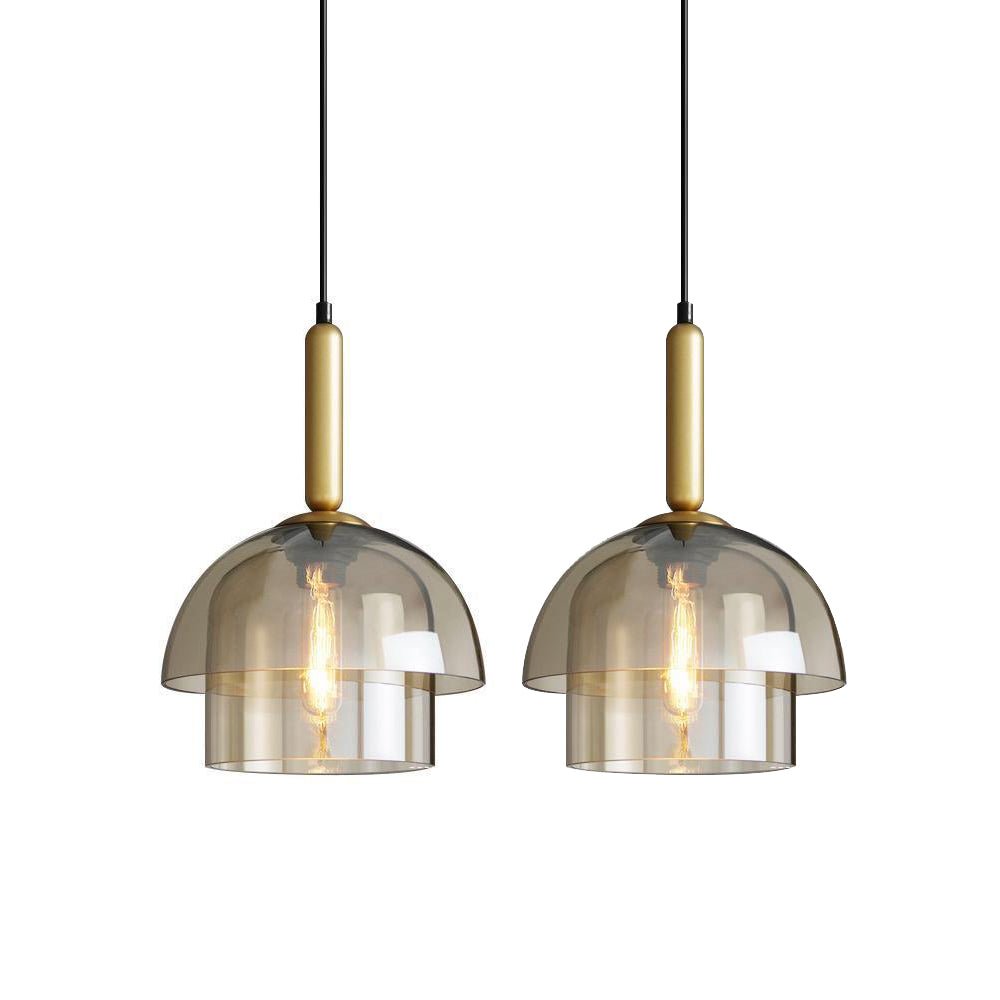Jolly Pendant Lamp | Gold Iron & Cognac Glass | 25cm Diameter