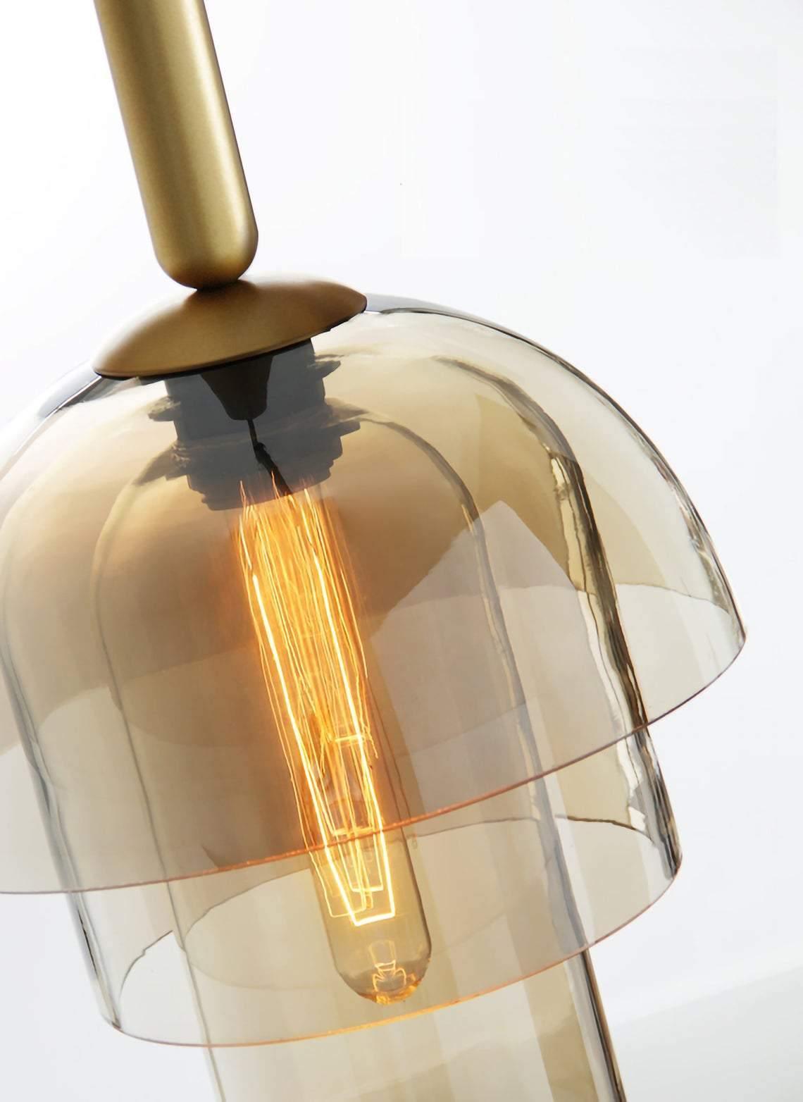 Jolly Pendant Lamp | Gold Iron & Cognac Glass | 25cm Diameter
