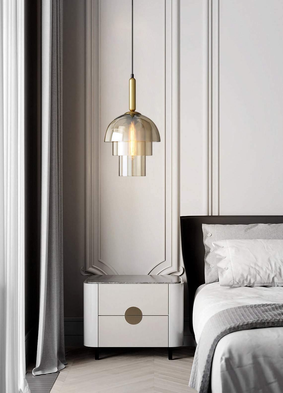Jolly Pendant Lamp | Gold Iron & Cognac Glass | 25cm Diameter