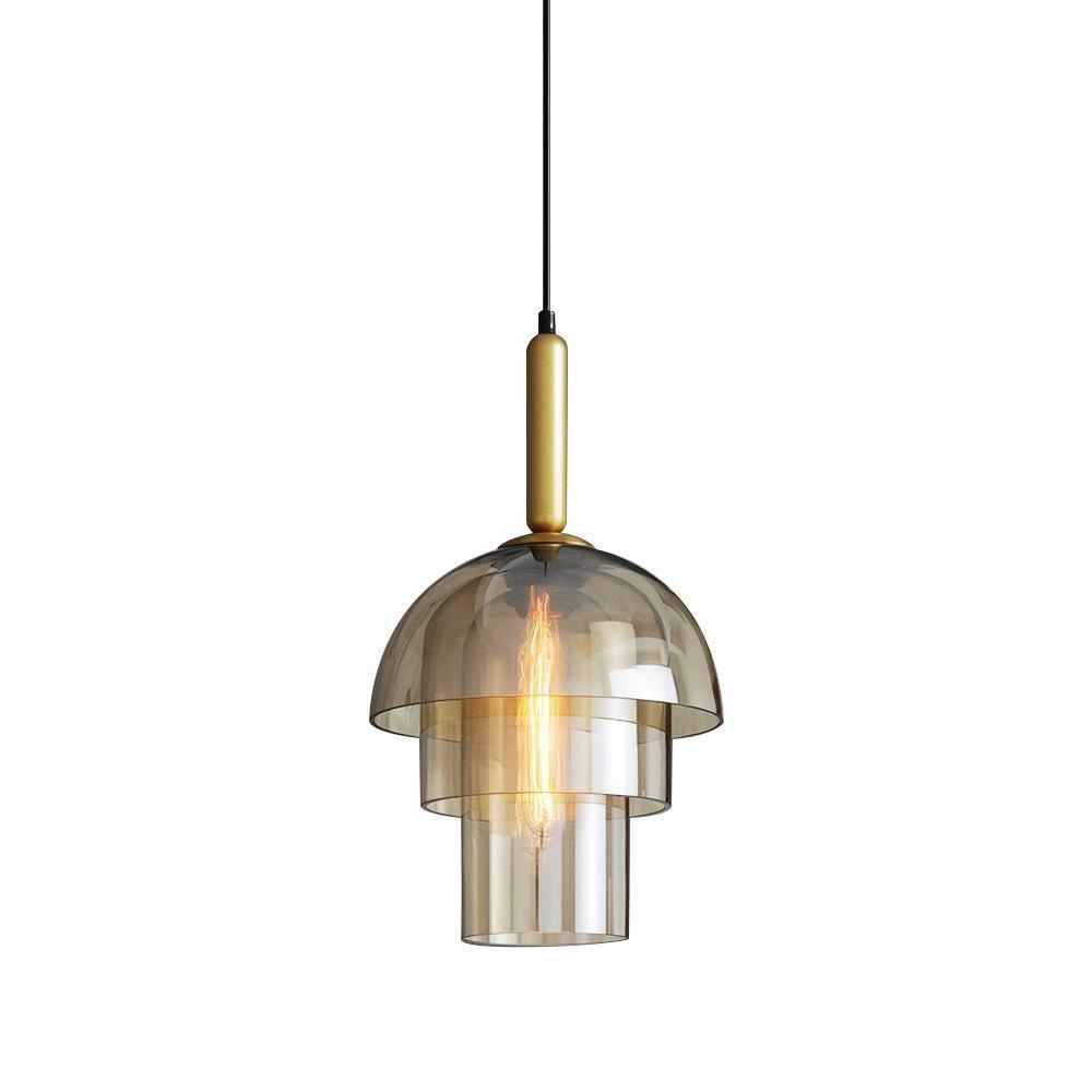 Jolly Pendant Lamp | Gold Iron & Cognac Glass | 25cm Diameter