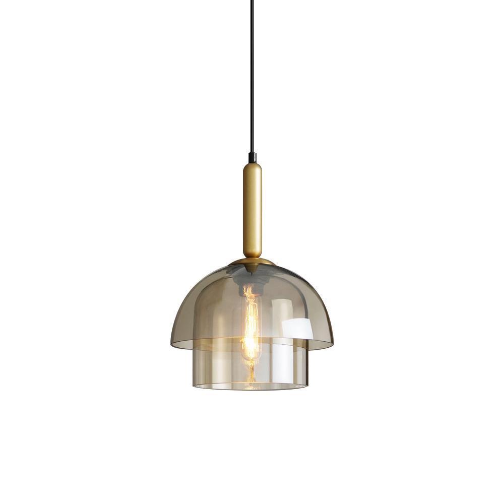 Jolly Pendant Lamp | Gold Iron & Cognac Glass | 25cm Diameter