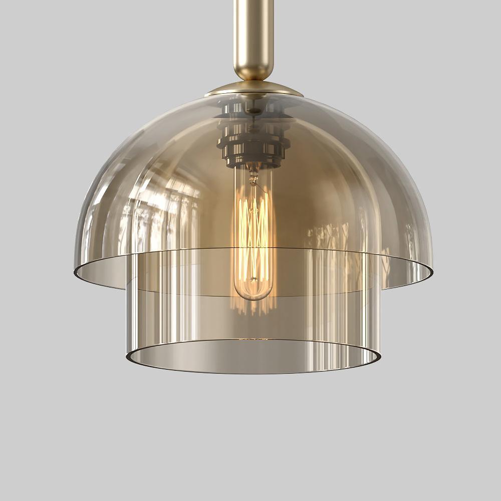 Jolly Pendant Lamp | Gold Iron & Cognac Glass | 25cm Diameter