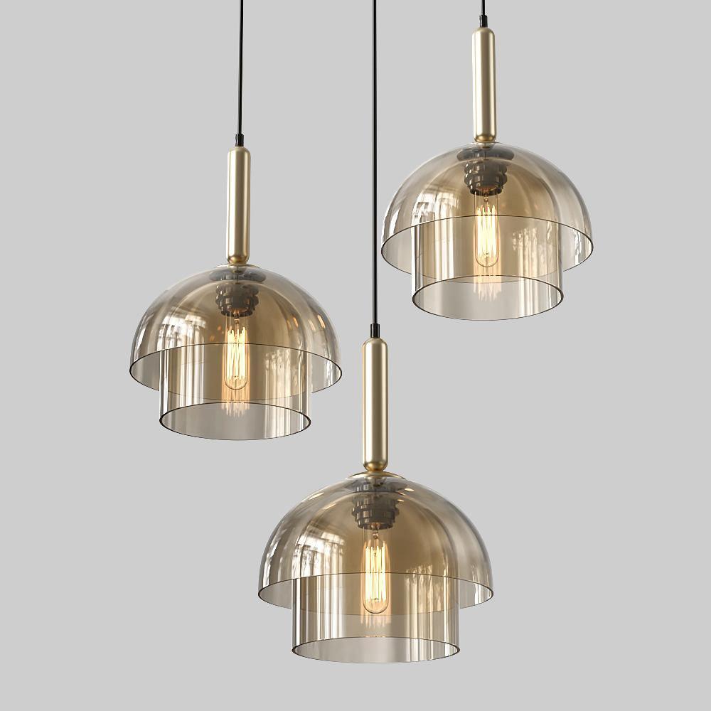 Jolly Pendant Lamp | Gold Iron & Cognac Glass | 25cm Diameter