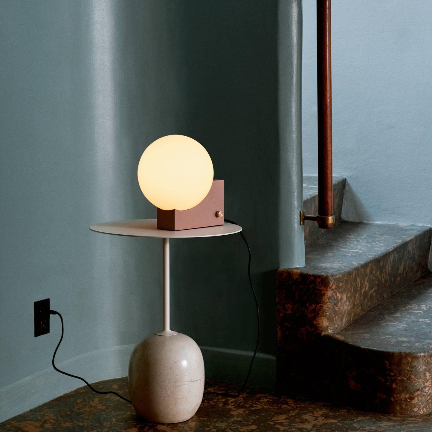 Fusion Table Lamp | Opaline Glass | Black, Chrome, Pink