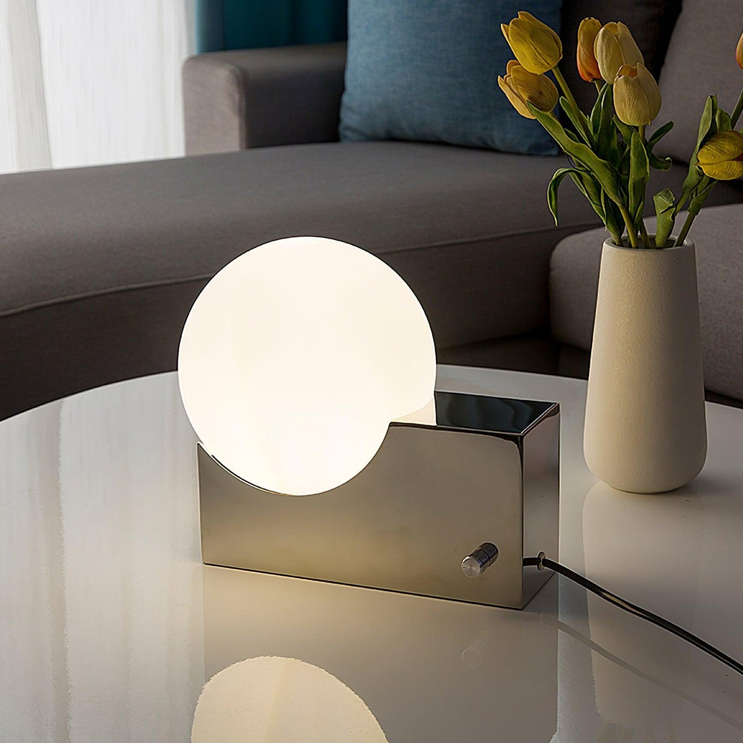 Fusion Table Lamp | Opaline Glass | Black, Chrome, Pink