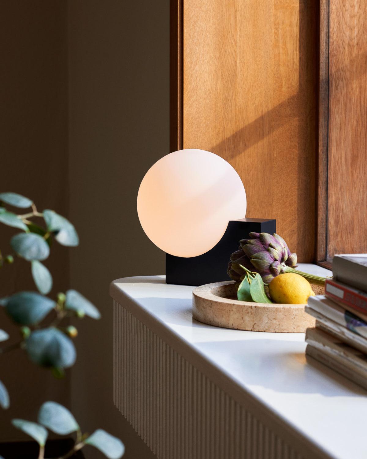 Fusion Table Lamp | Opaline Glass | Black, Chrome, Pink