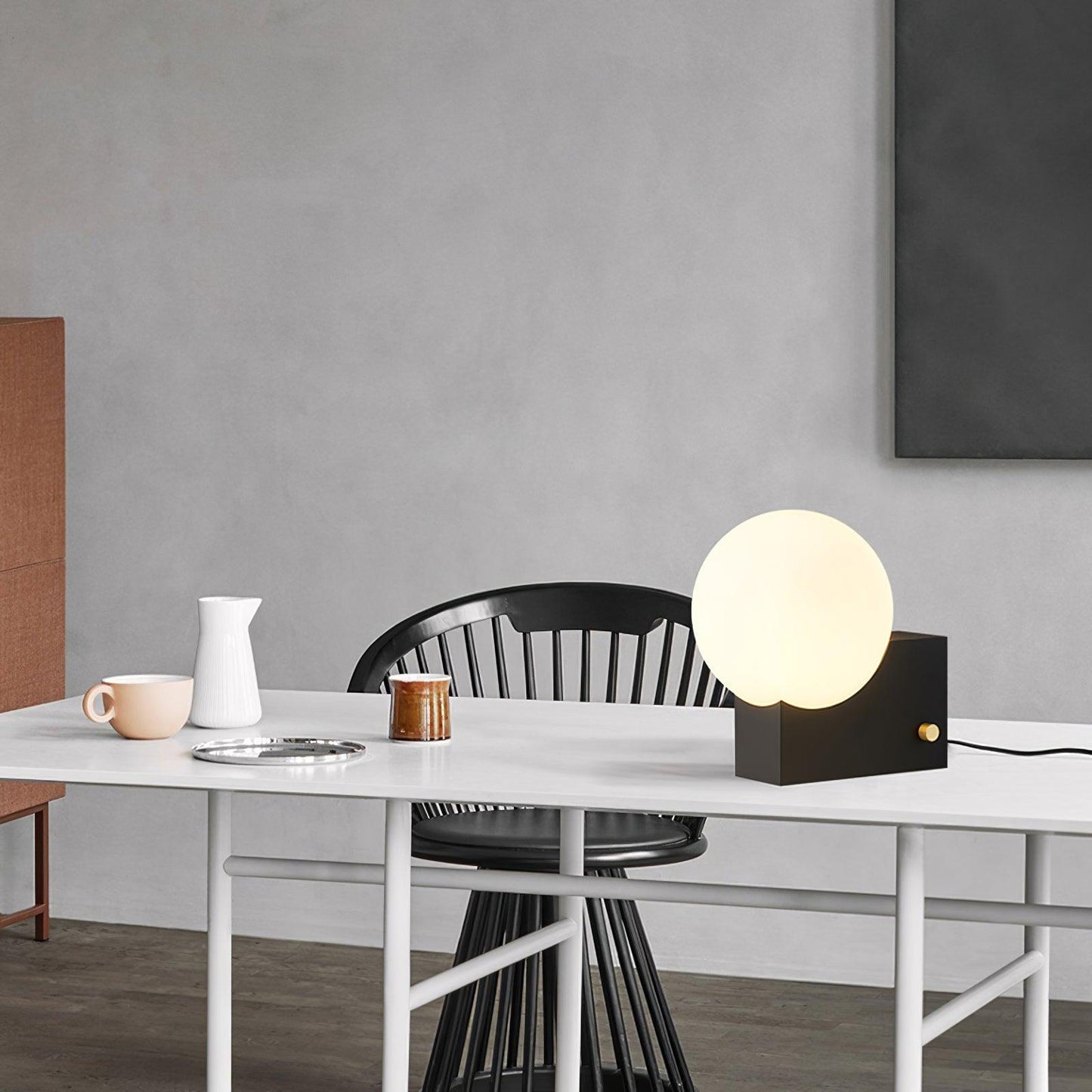 Fusion Table Lamp | Opaline Glass | Black, Chrome, Pink