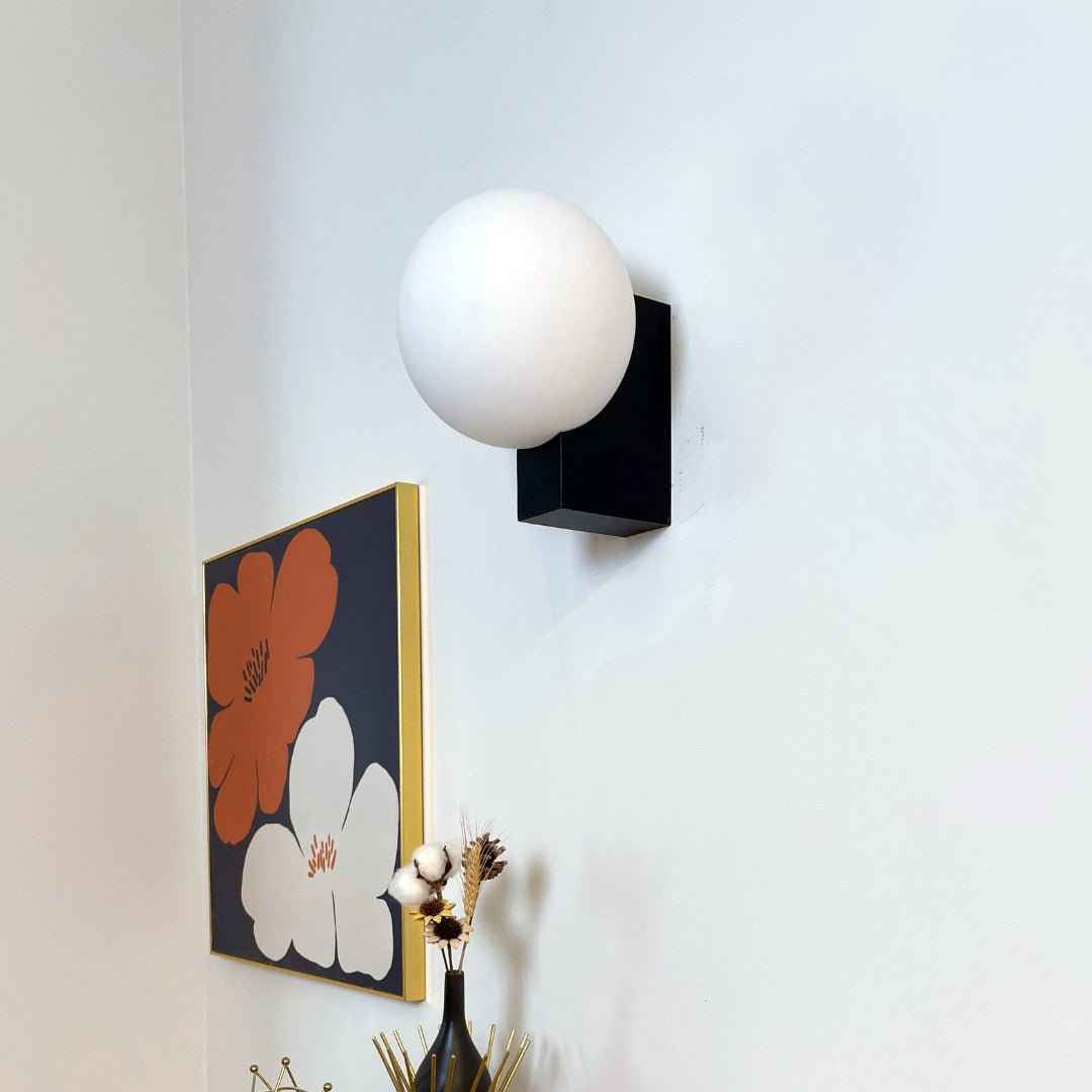 Journey Wall Lamp | Opal Glass & Metal | Black, Chrome, Pink