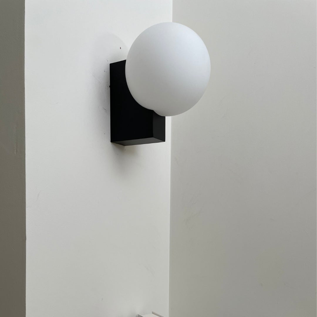 Journey Wall Lamp | Opal Glass & Metal | Black, Chrome, Pink