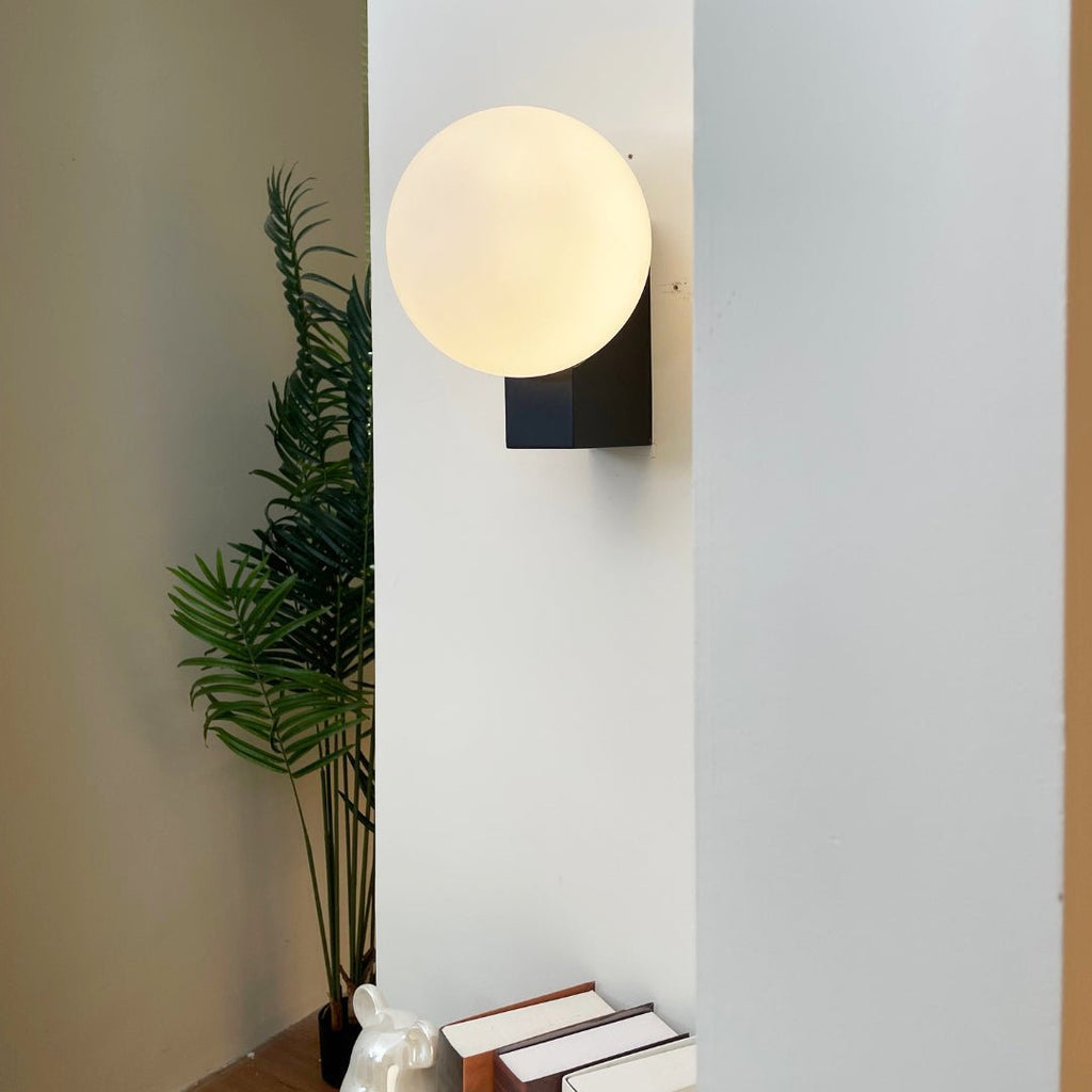 Journey Wall Lamp | Opal Glass & Metal | Black, Chrome, Pink