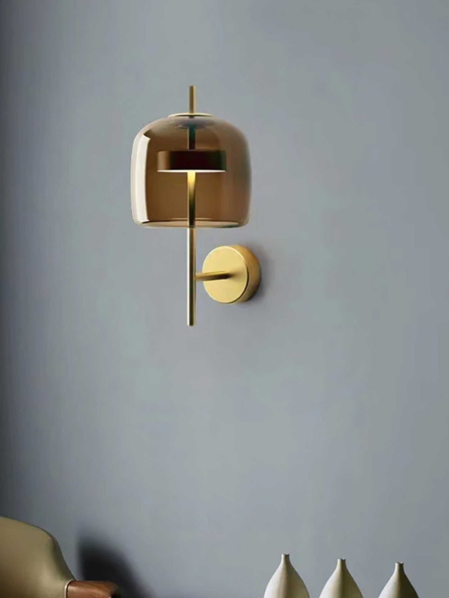 Hourglass Wall Sconce | Brass & Glass | Gold, Black, Amber, Smoke Grey