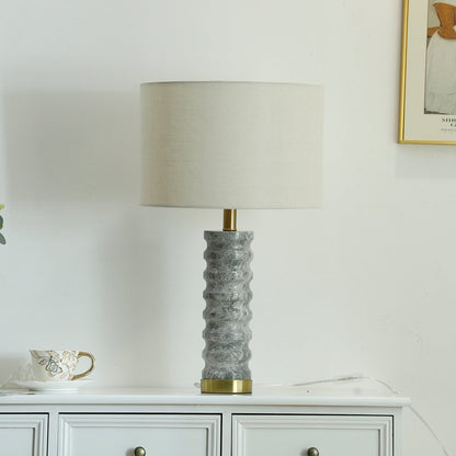 Julienne Marble Table Lamp | Marble & Iron | Grey Base White Shade