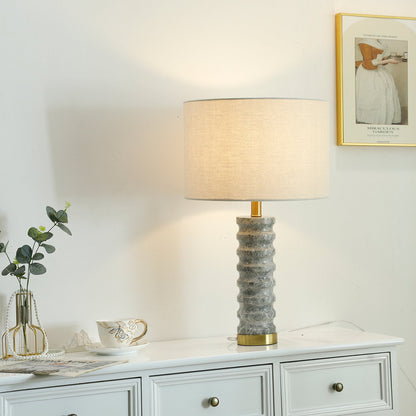 Julienne Marble Table Lamp | Marble & Iron | Grey Base White Shade