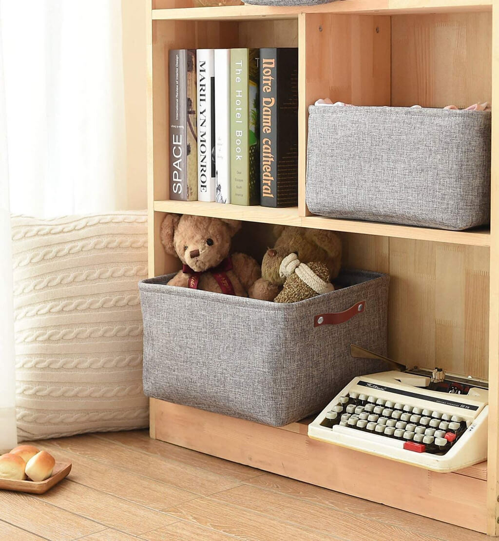 Foldable Storage Baskets Set | Durable Linen & EVA | Set of 3, Grey