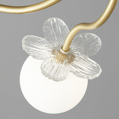Blossom Flower Chandelier | Brass & Glass | White