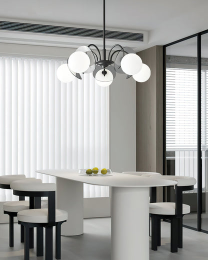 Blossom Flower Chandelier | Brass & Glass | White