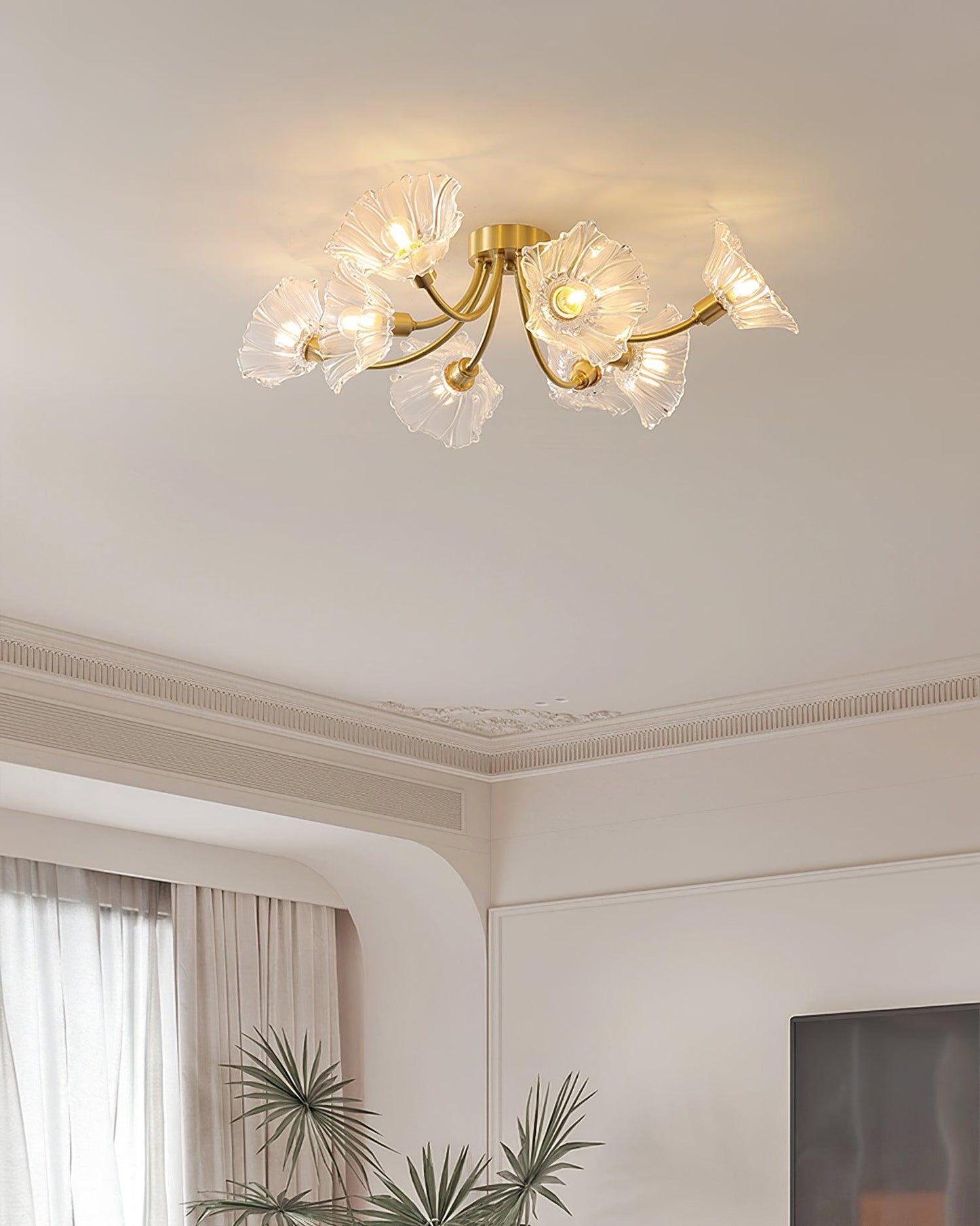 Kalin Ceiling Lamp | Brass & Glass | Multiple Heads Options