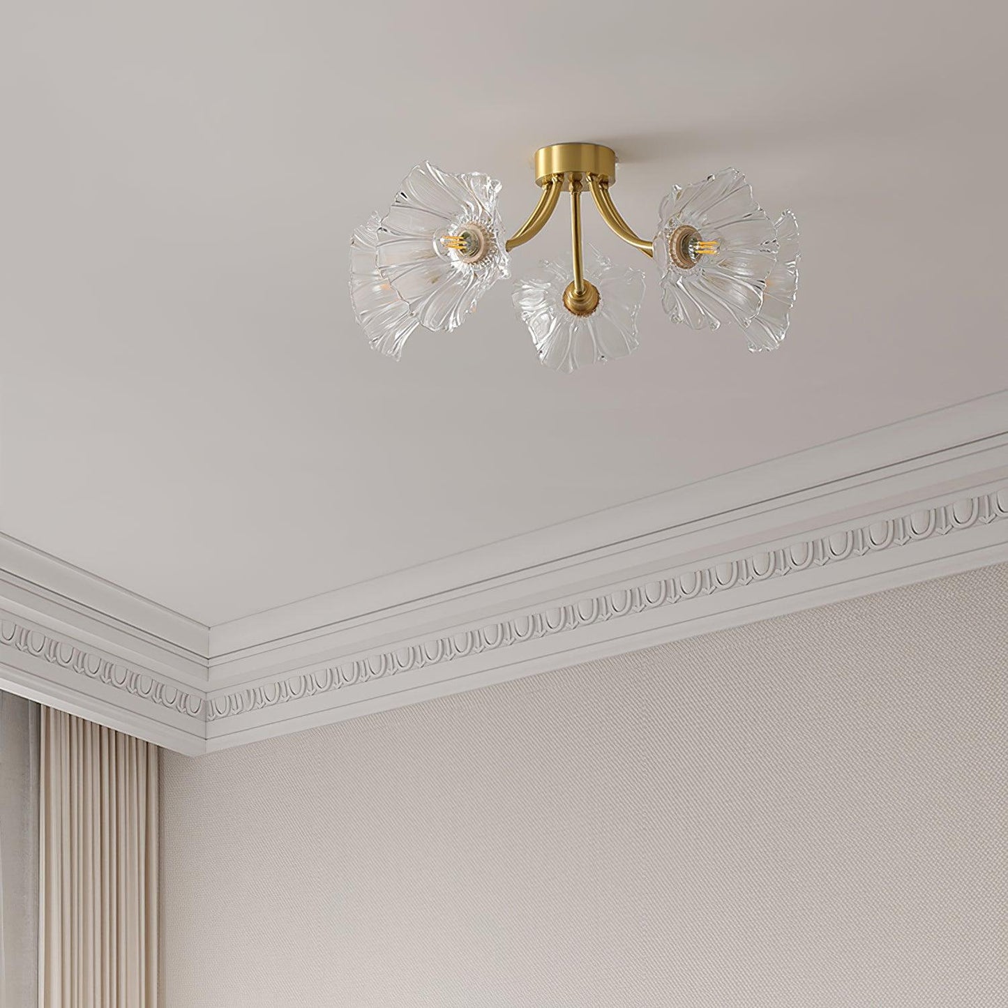 Kalin Ceiling Lamp | Brass & Glass | Multiple Heads Options