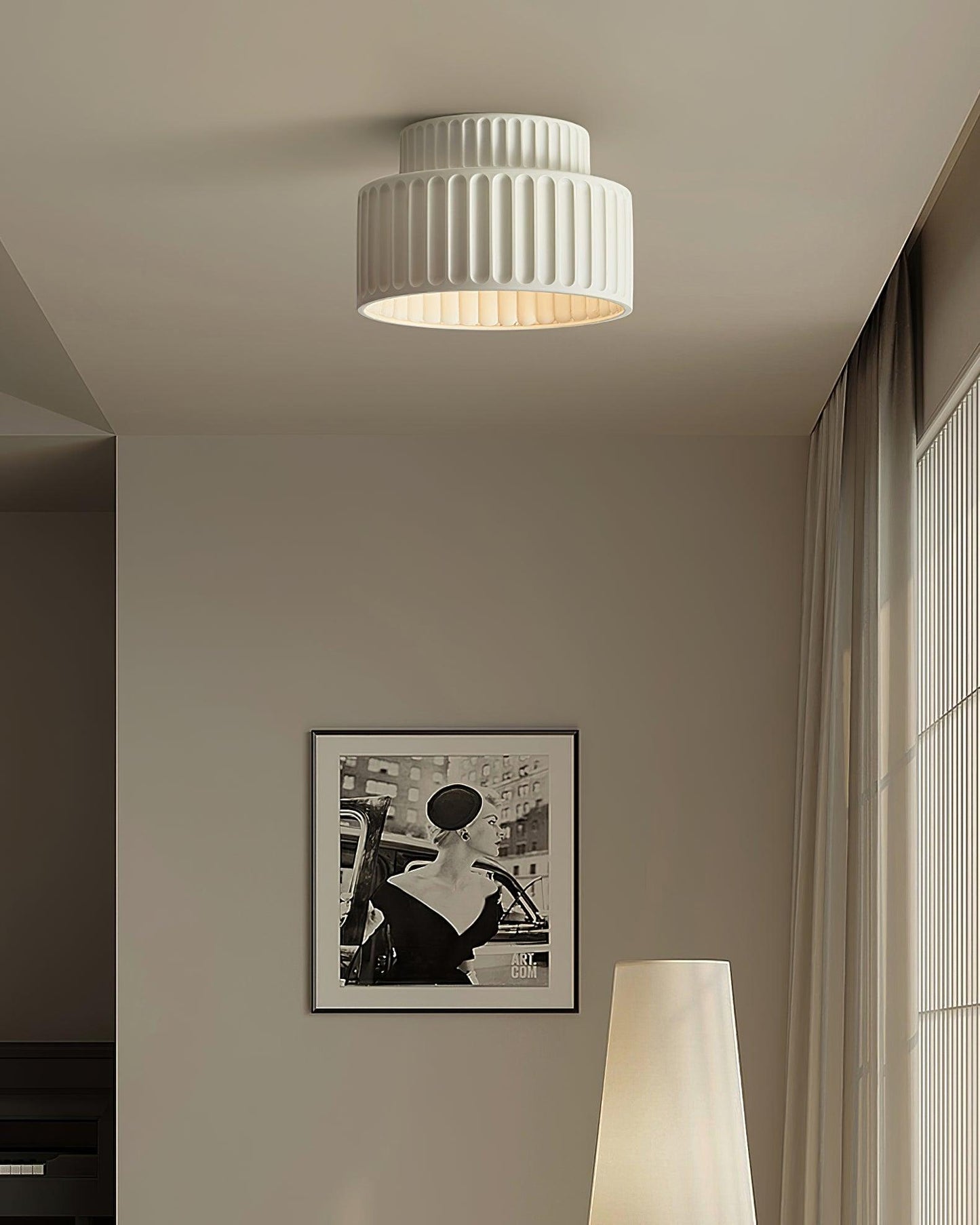 Kami Ceiling Lamp | White Resin & Acrylic | 23cm Diameter
