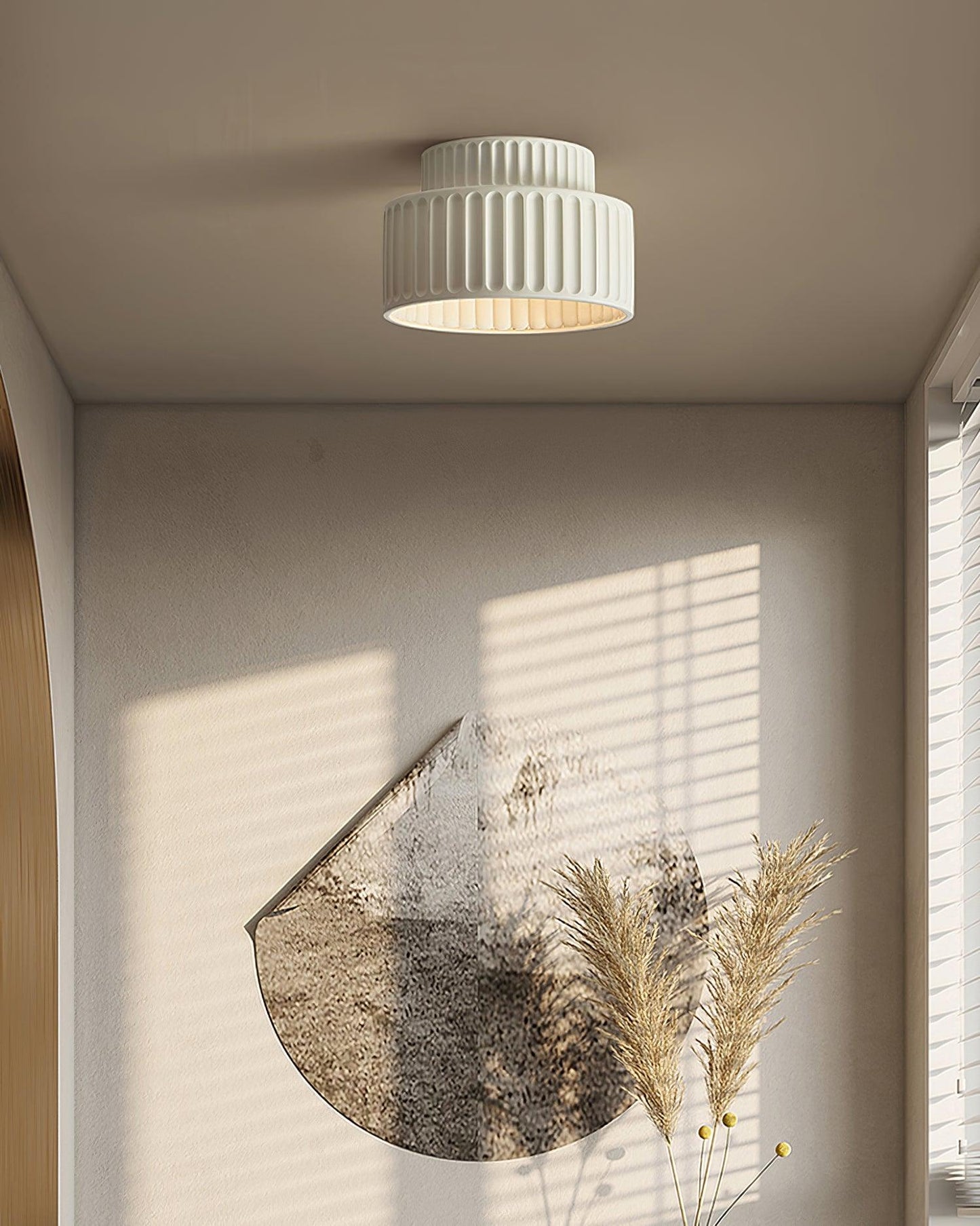 Kami Ceiling Lamp | White Resin & Acrylic | 23cm Diameter