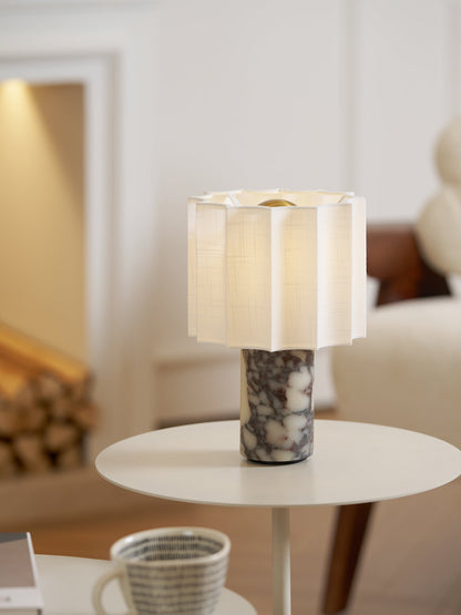 Orbis Veil Table Lamp | Natural Marble Base | White Shade