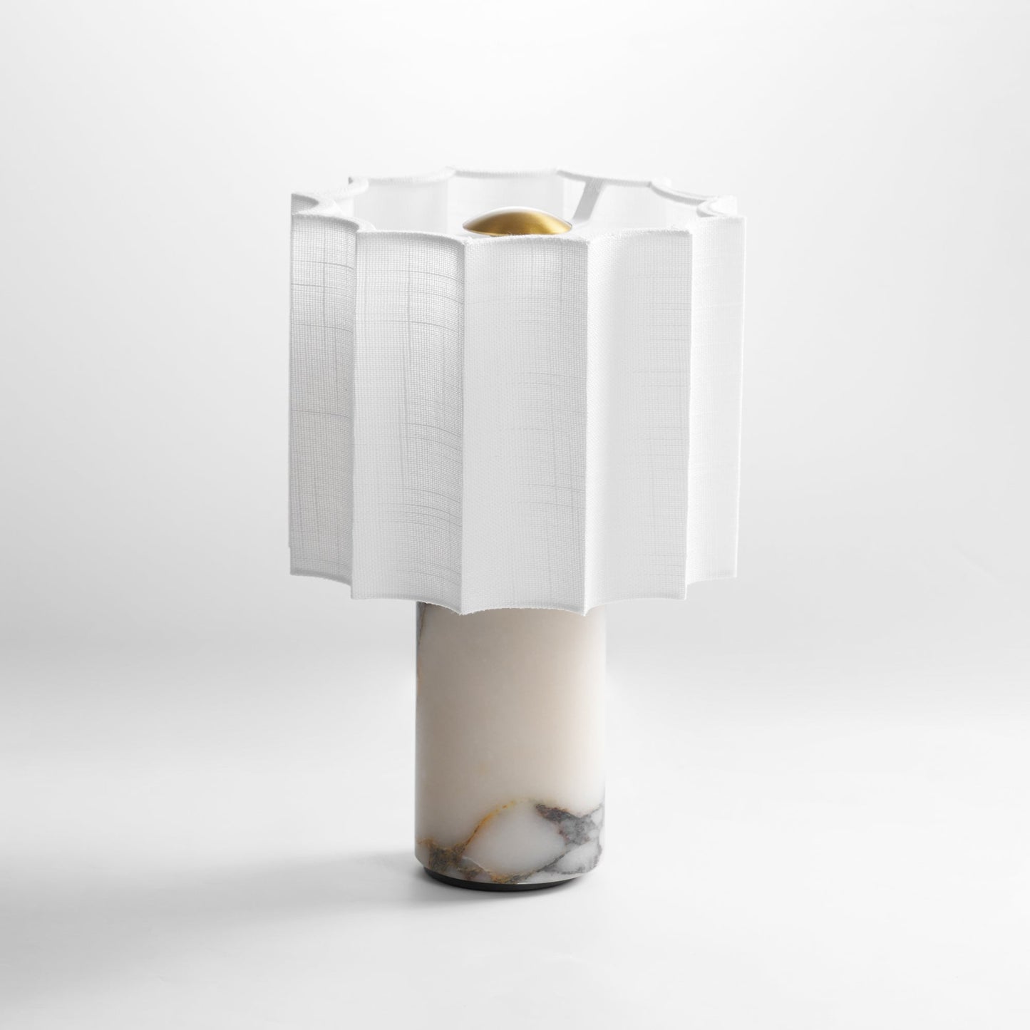 Orbis Veil Table Lamp | Natural Marble Base | White Shade