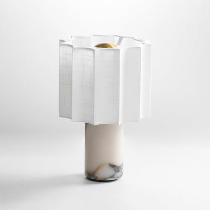 Orbis Veil Table Lamp | Natural Marble Base | White Shade