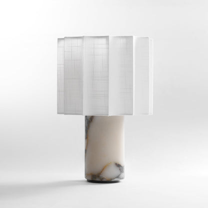 Orbis Veil Table Lamp | Natural Marble Base | White Shade
