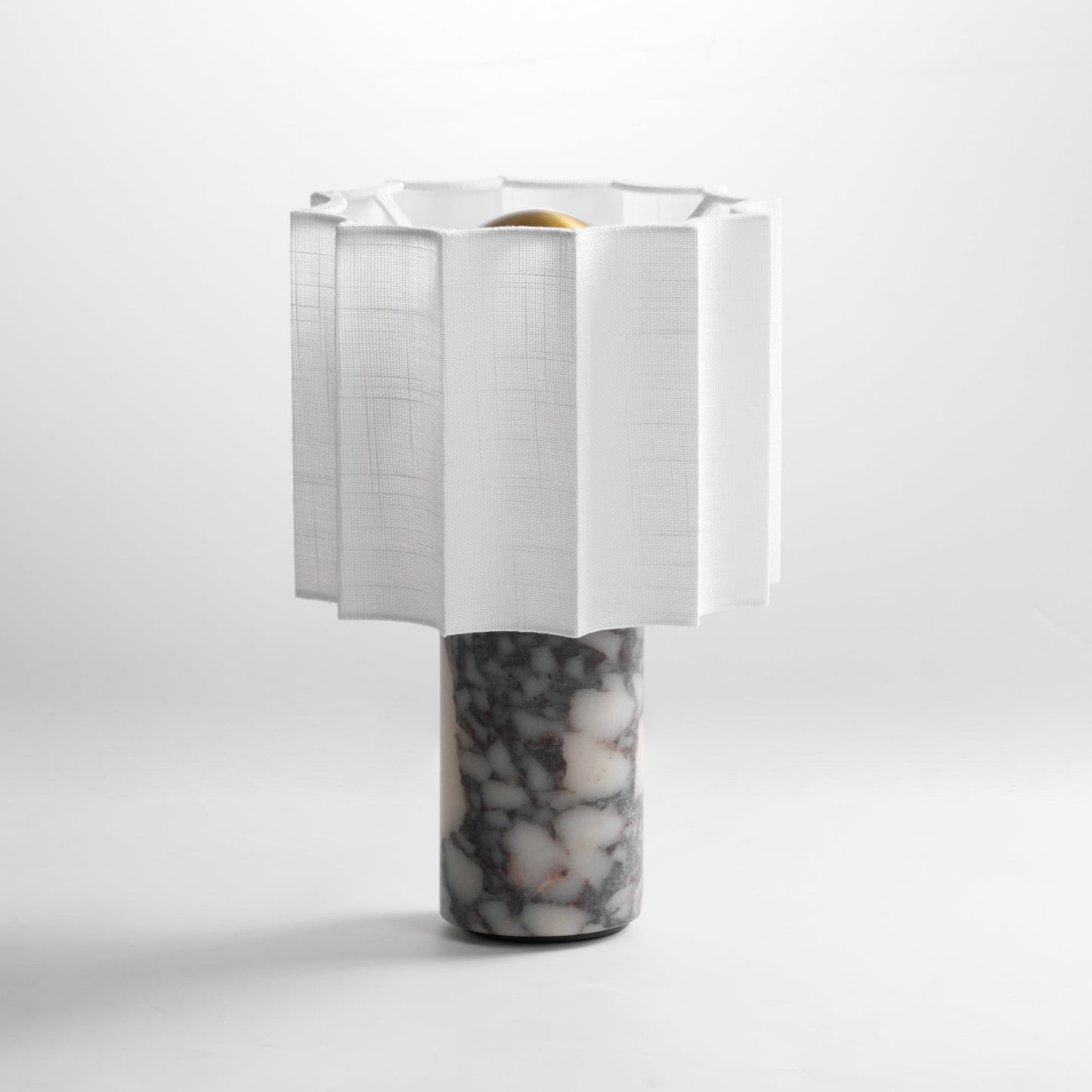 Orbis Veil Table Lamp | Natural Marble Base | White Shade