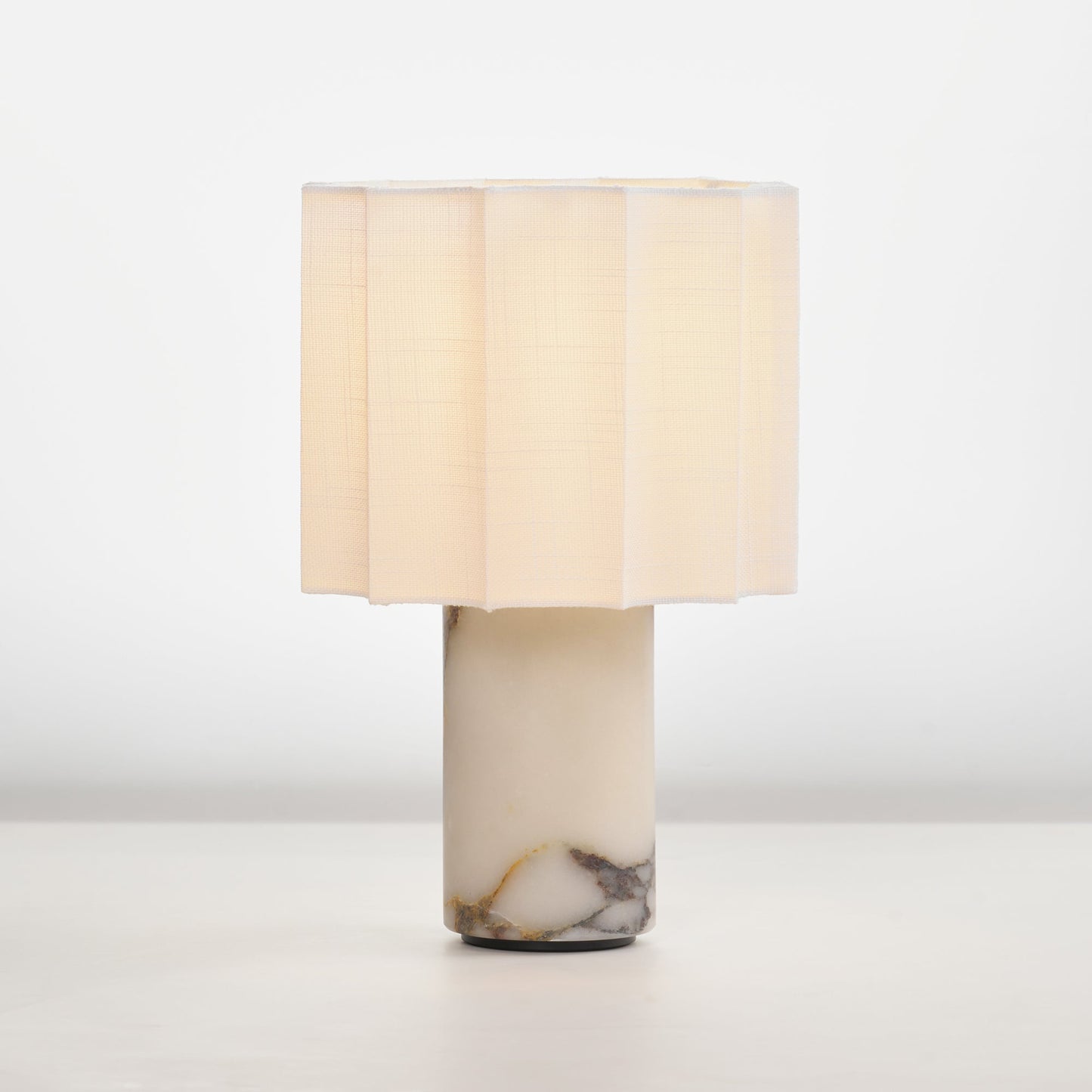 Orbis Veil Table Lamp | Natural Marble Base | White Shade