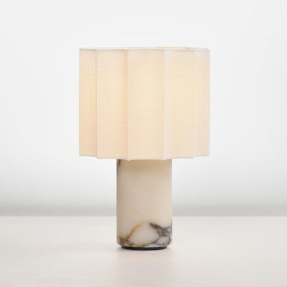 Orbis Veil Table Lamp | Natural Marble Base | White Shade