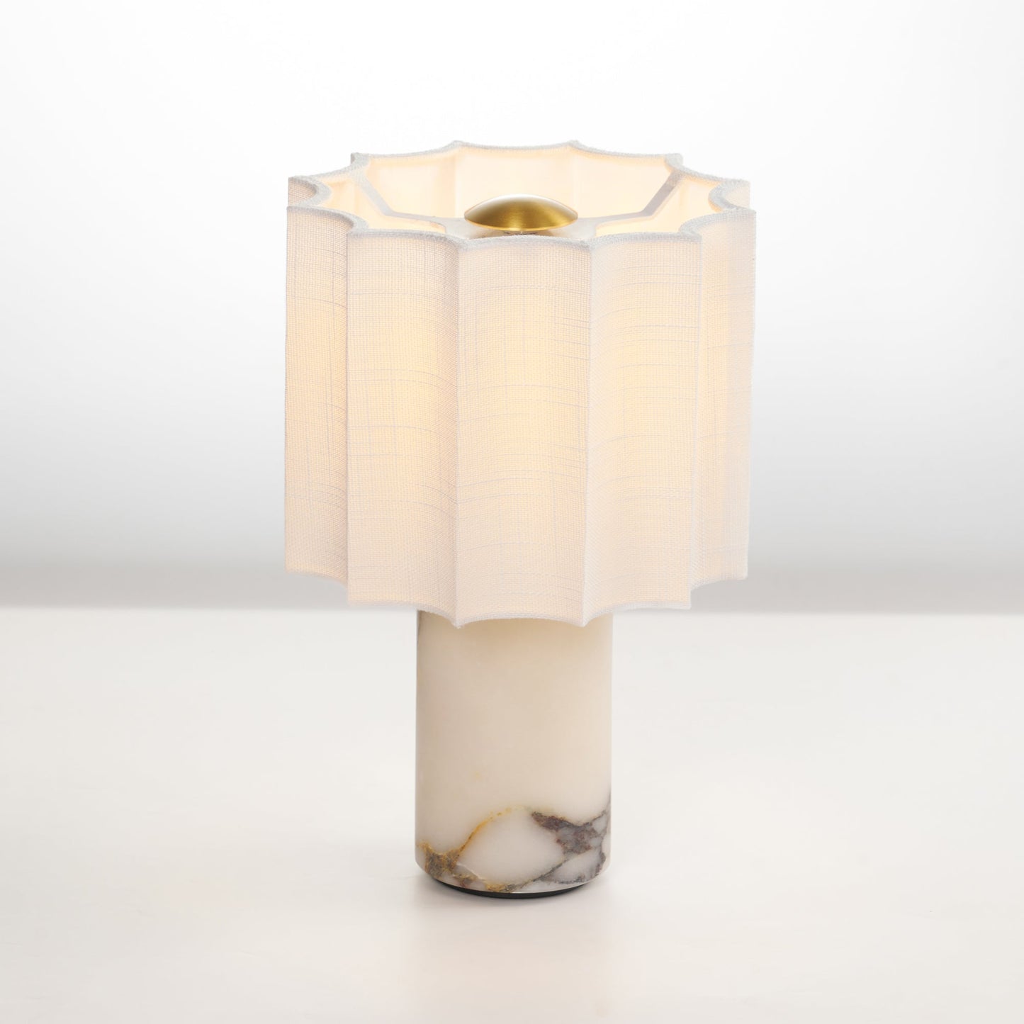 Orbis Veil Table Lamp | Natural Marble Base | White Shade