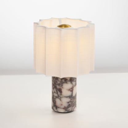 Orbis Veil Table Lamp | Natural Marble Base | White Shade