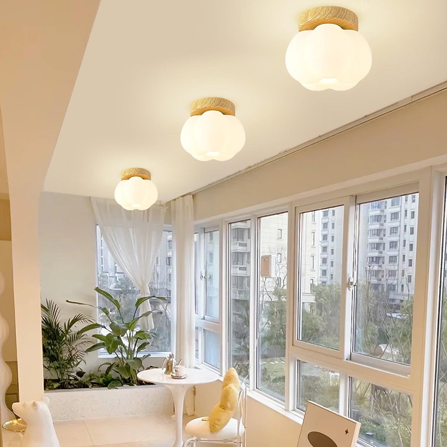 Kapok Flower Ceiling Lamp | Metal & Acrylic | White