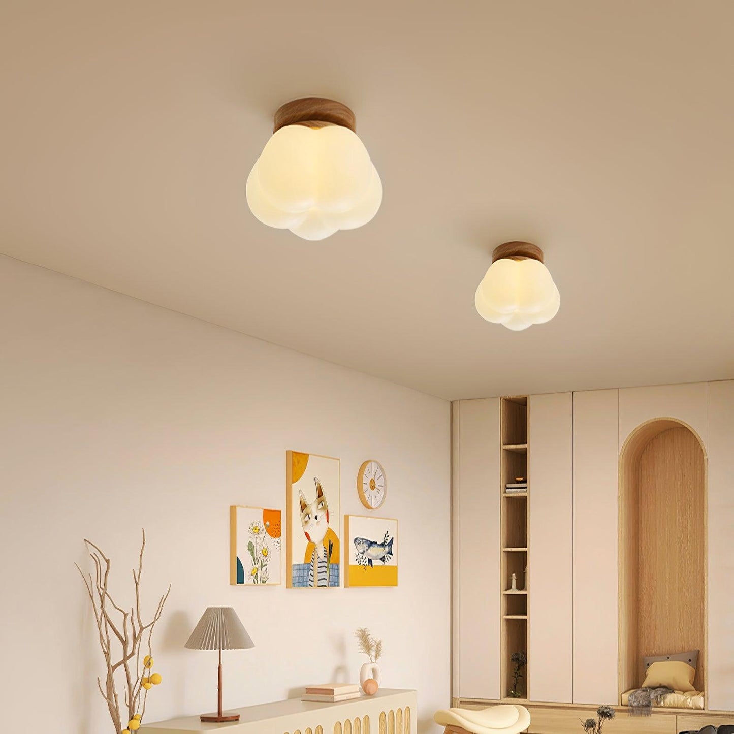 Kapok Flower Ceiling Lamp | Metal & Acrylic | White