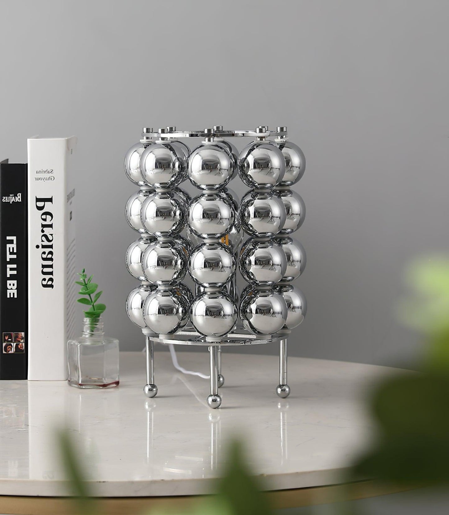 Kare Table Lamp | Stainless Steel Chrome Finish | 19cm Diameter