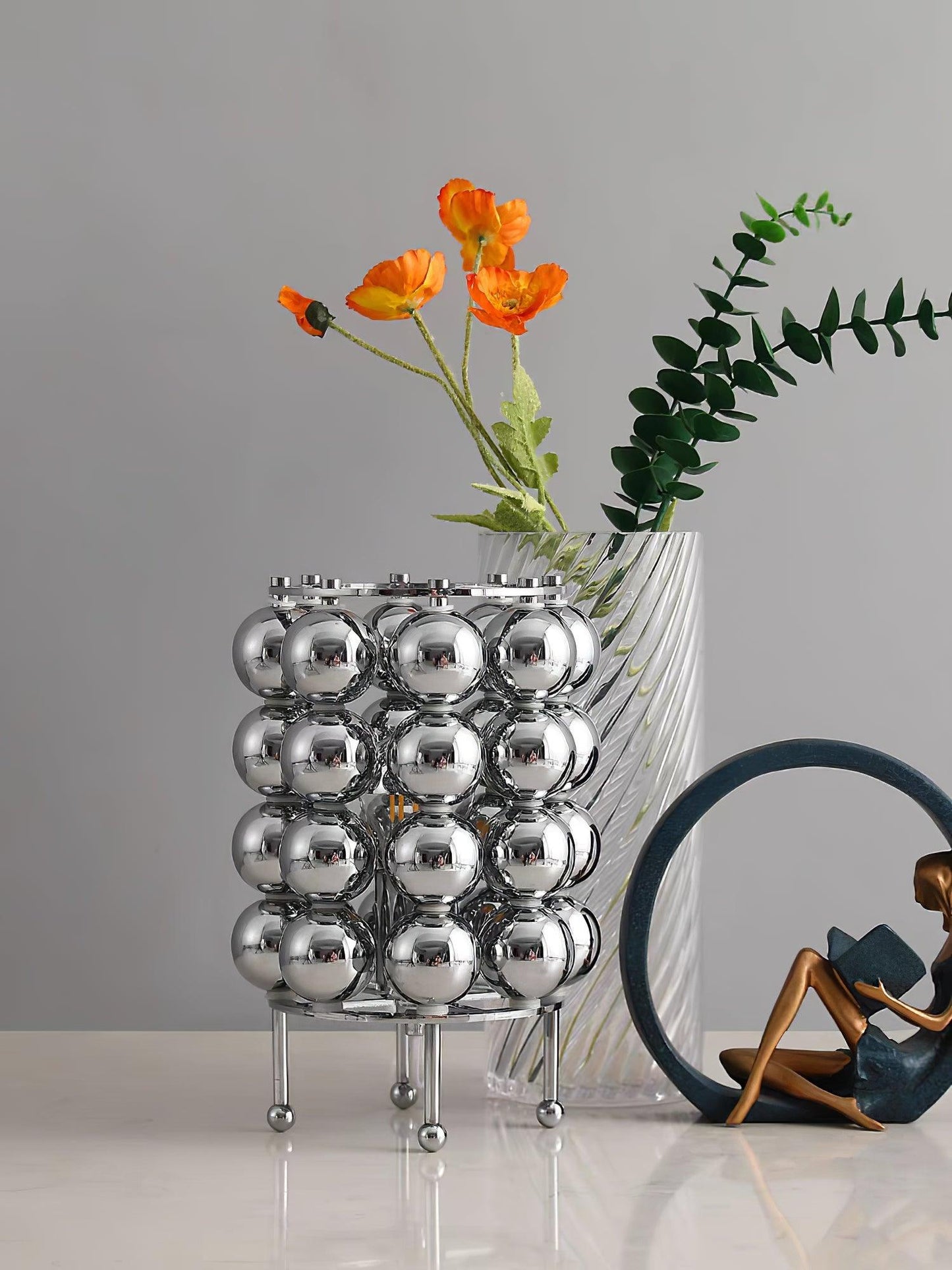 Kare Table Lamp | Stainless Steel Chrome Finish | 19cm Diameter