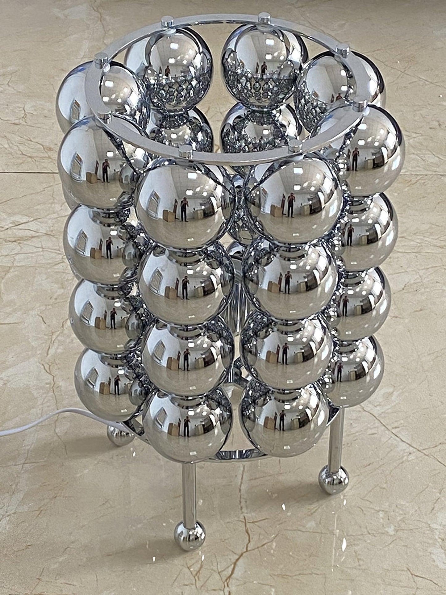 Kare Table Lamp | Stainless Steel Chrome Finish | 19cm Diameter