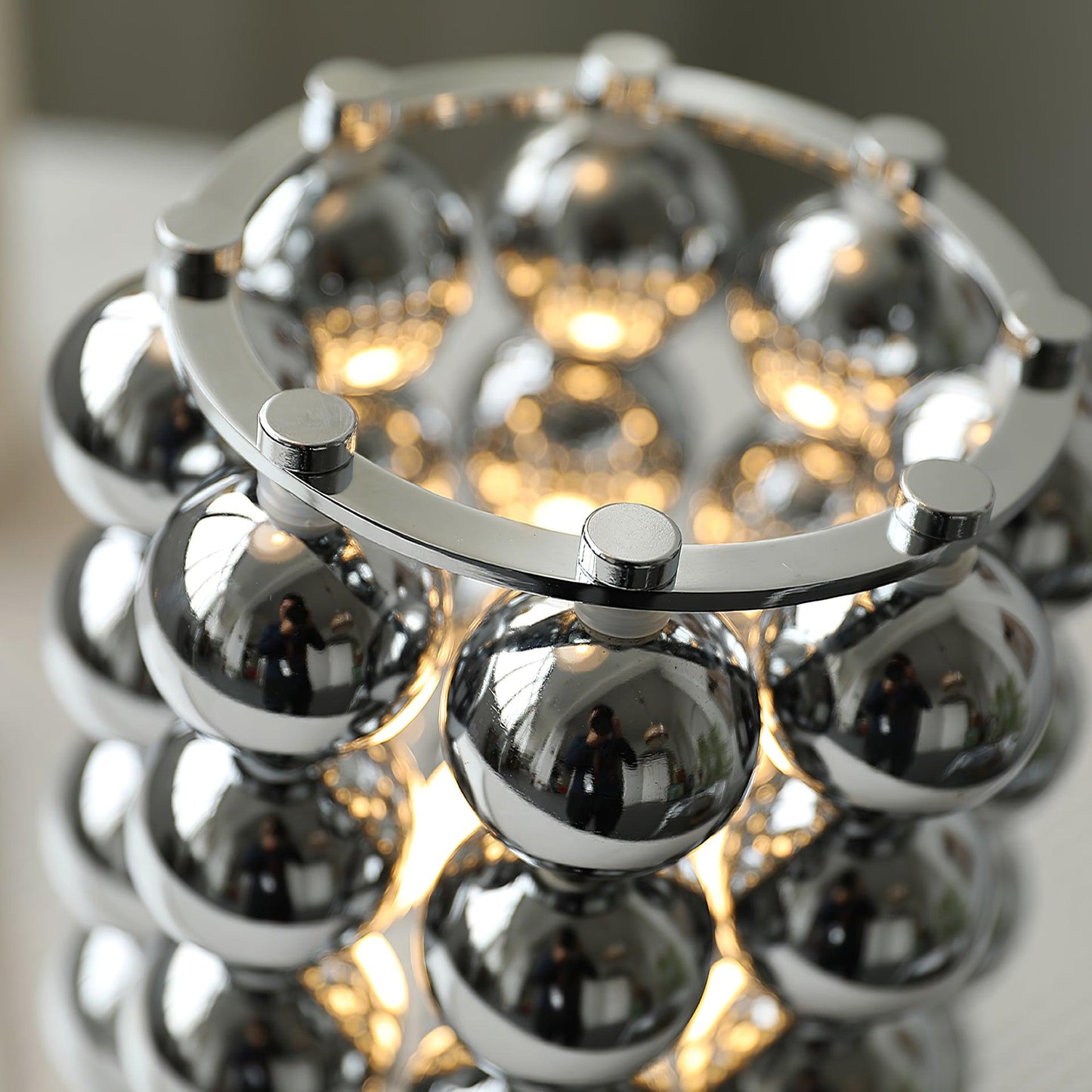 Kare Table Lamp | Stainless Steel Chrome Finish | 19cm Diameter