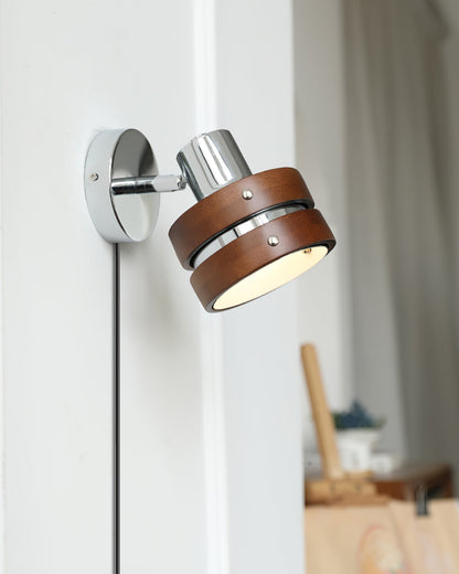 Karry Wall Lamp | Chrome & Walnut Wood | Japanese Design