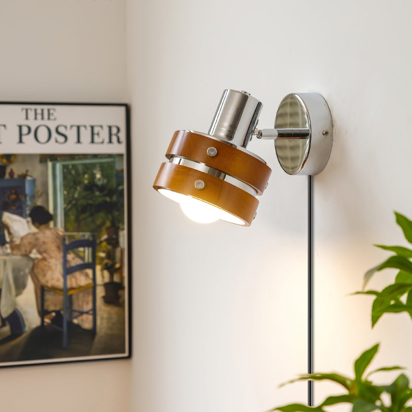 Karry Wall Lamp | Chrome & Walnut Wood | Japanese Design