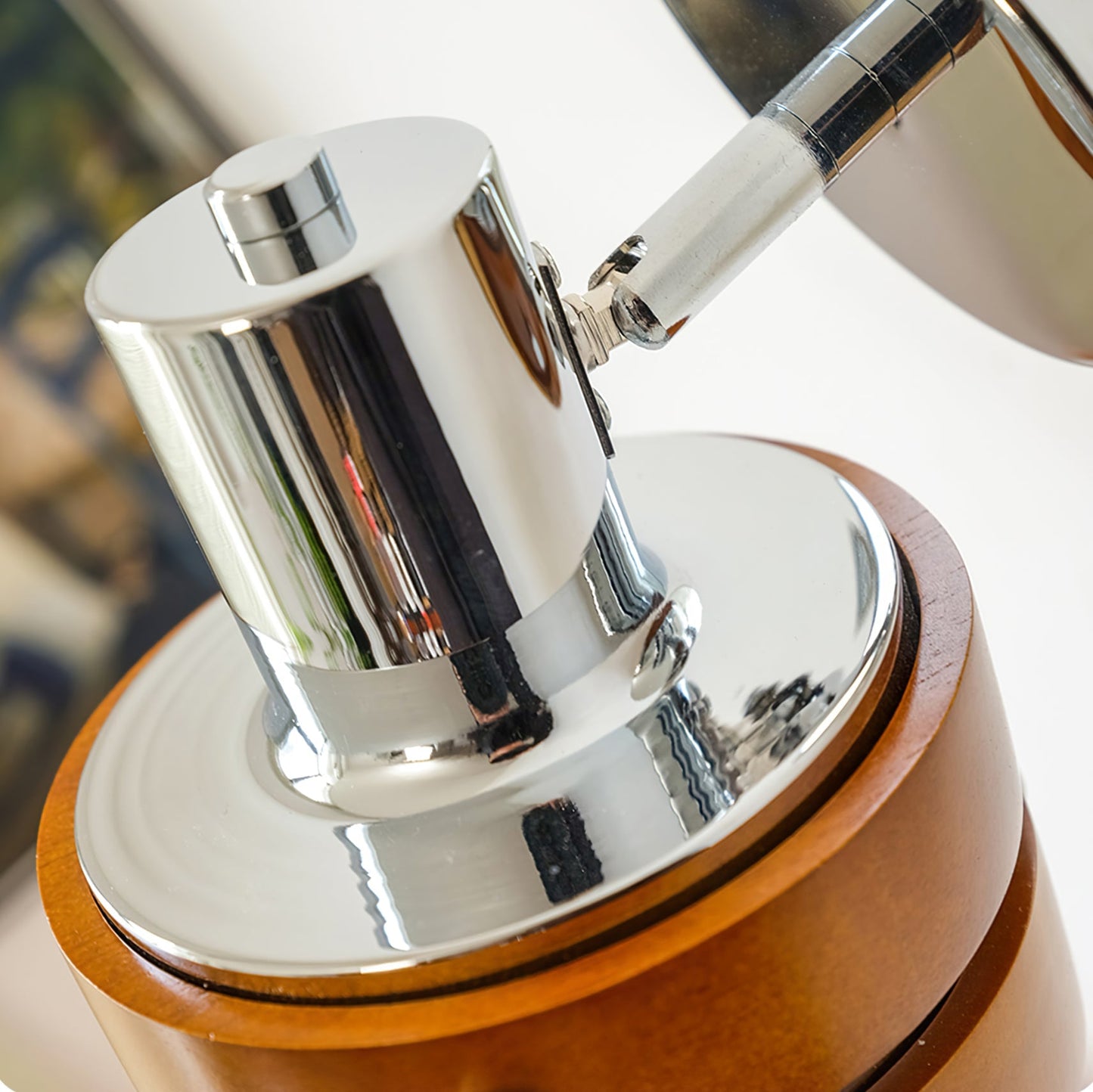 Karry Wall Lamp | Chrome & Walnut Wood | Japanese Design