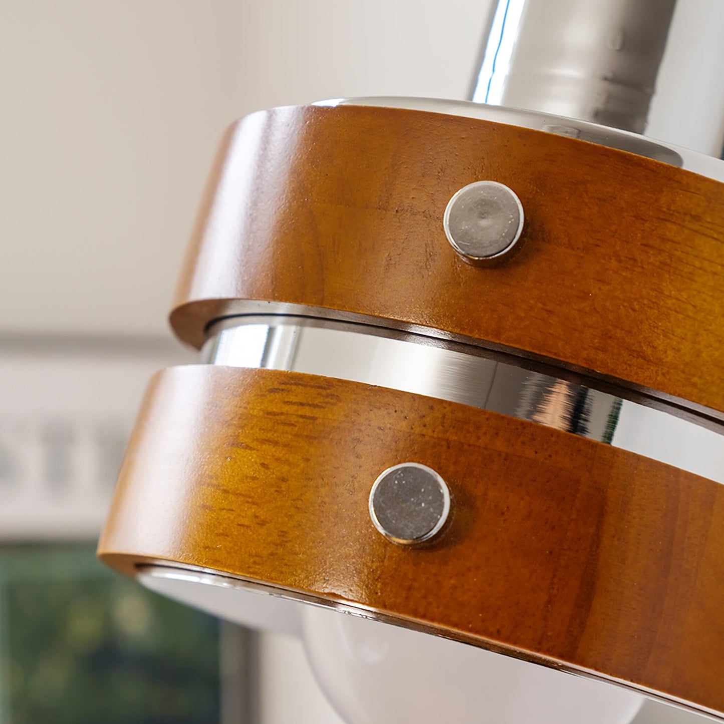 Karry Wall Lamp | Chrome & Walnut Wood | Japanese Design