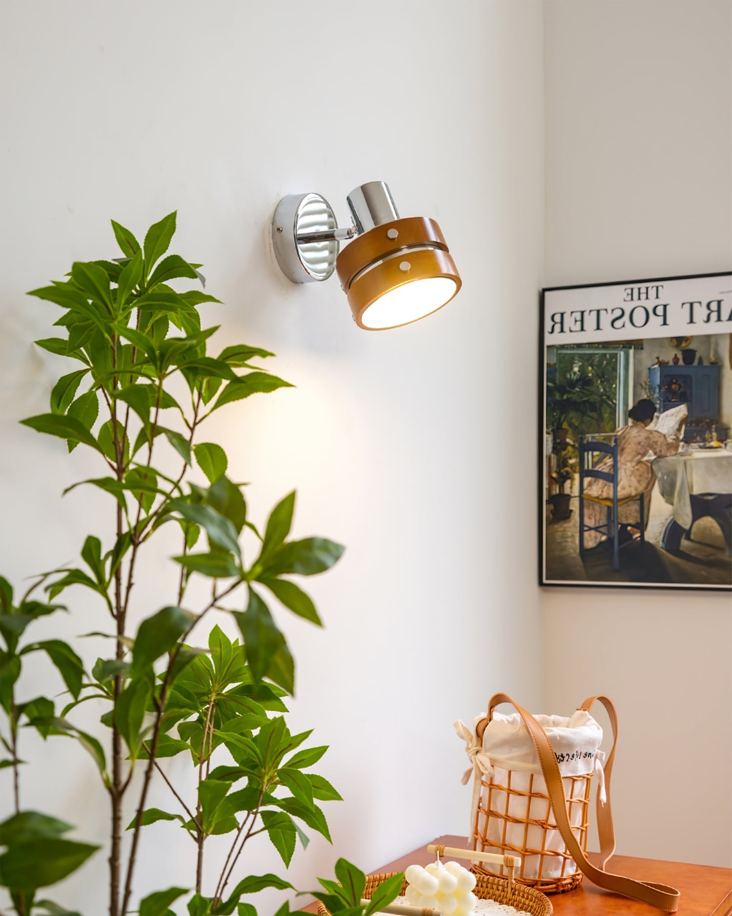 Karry Wall Lamp | Chrome & Walnut Wood | Japanese Design