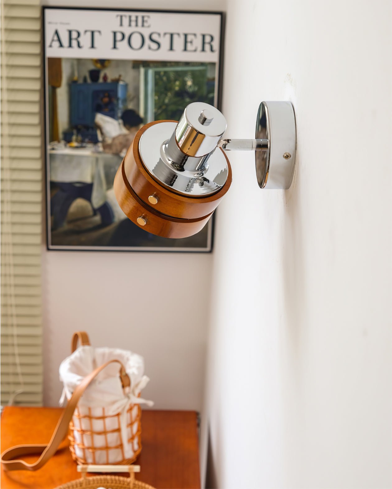Karry Wall Lamp | Chrome & Walnut Wood | Japanese Design