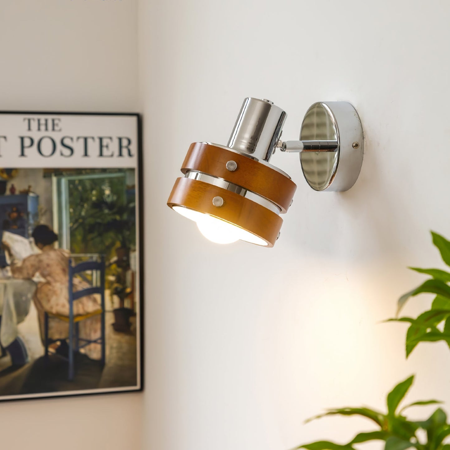 Karry Wall Lamp | Chrome & Walnut Wood | Japanese Design