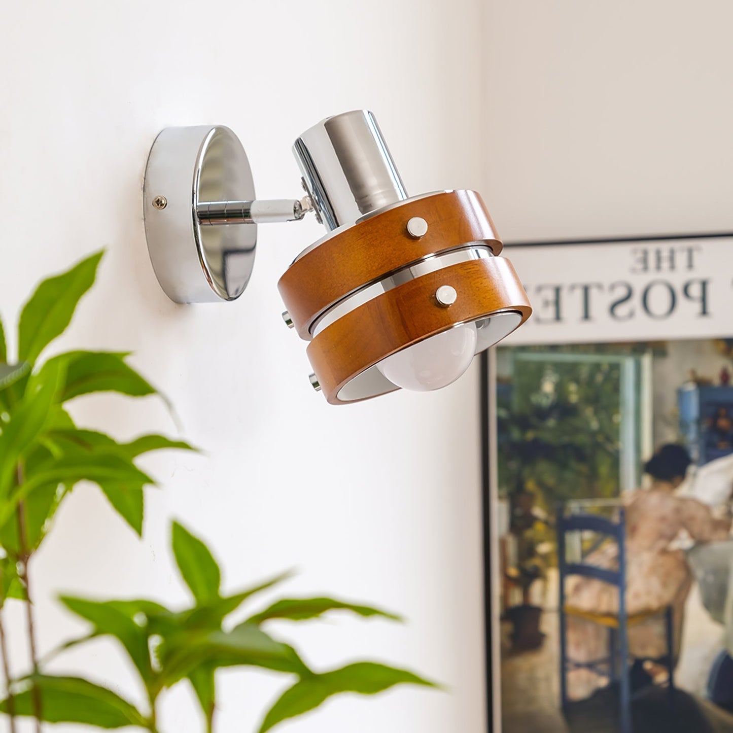 Karry Wall Lamp | Chrome & Walnut Wood | Japanese Design