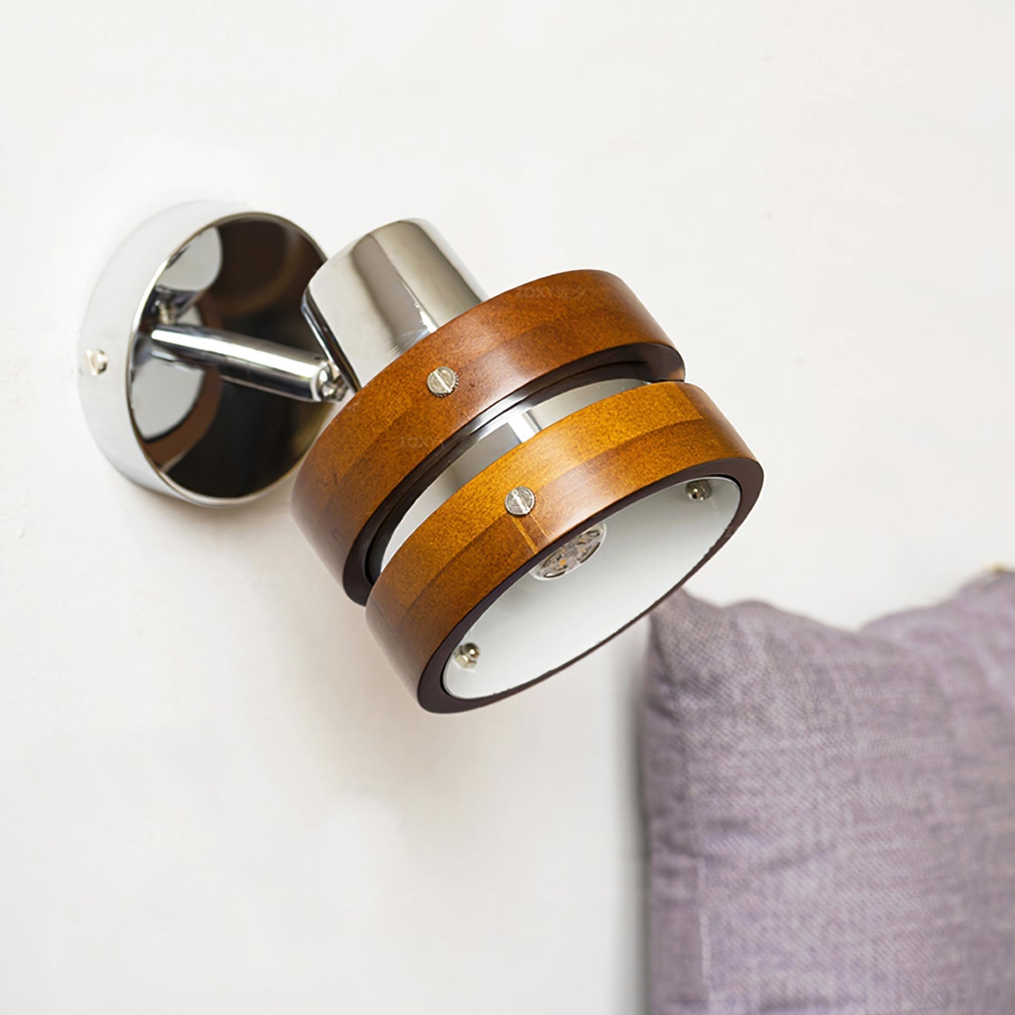 Karry Wall Lamp | Chrome & Walnut Wood | Japanese Design